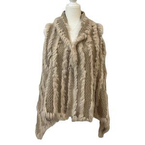 MK Metric Knit Women's Sweater Beige Vest Jacket Snap Size Medium
